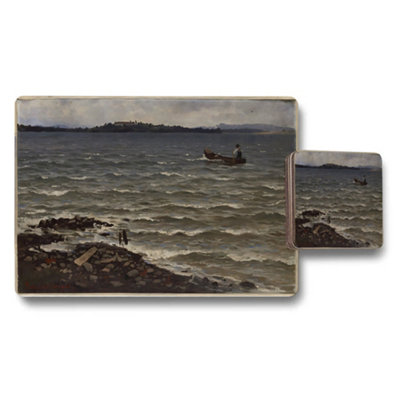 B&Q -  Seascape Placemat And Coaster Set With Boat Scene