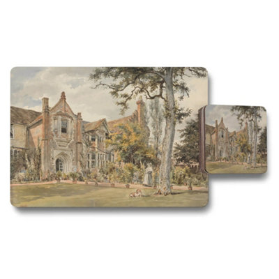 B&Q -  Vintage Mansion Garden Scene Placemat And Coaster Set For Tables