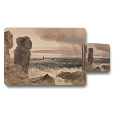 B&Q -  Seascape Rock Formations Placemats And Coasters Set Artwork