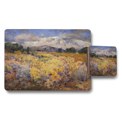 Benjamin Tate Design Impressionist Landscape Placemat And Coaster Set With Wildflower Field from B&Q