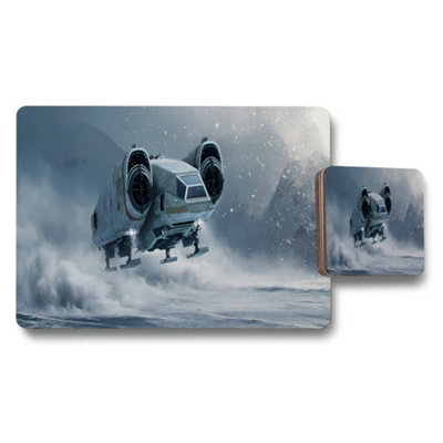 Benjamin Tate Design Spaceship Placemats And Coasters Set Snowy Ice Planet Theme