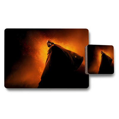 Benjamin Tate Design Fiery Cloaked Figure Placemat Coaster Set With Orange Aura from B&Q