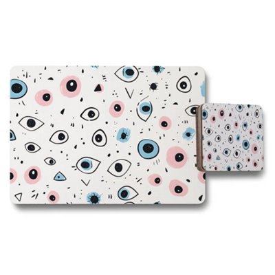 Benjamin Tate Design Eye Pattern Placemat And Coaster Set With Pink And Blue Accents from B&Q