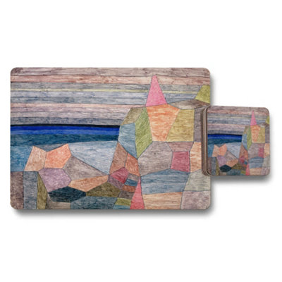Benjamin Tate Design Colorful Abstract Geometric Placemats And Coaster Set from B&Q