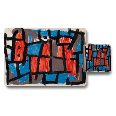 Benjamin Tate Design Abstract Cityscape Placemats And Coaster Set With Bold Colors from B&Q