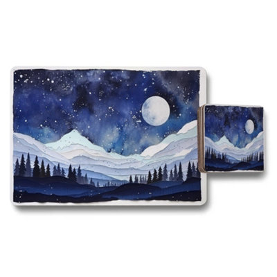 B&Q -  Moonlit Mountain Landscape Placemats And Coaster Set