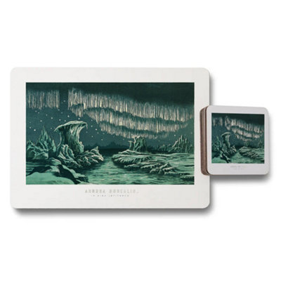 Benjamin Tate Design Aurora Borealis Landscape Placemats And Coaster Set