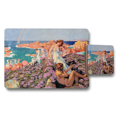 Benjamin Tate Design Impressionist Seaside Garden Placemat And Coaster Set from B&Q