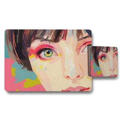Benjamin Tate Design Colorful Pop Art Portrait Placemat And Coaster Set Collection from B&Q