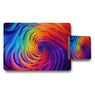 Benjamin Tate Design Rainbow Swirl Placemat And Coaster Set For Dining Table from B&Q