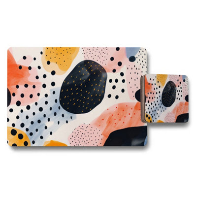 B&Q -  Abstract Colorful Placemats And Coaster Set For Table Decor