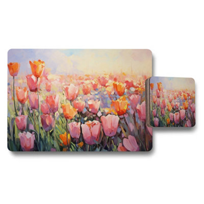 B&Q -  Tulip Field Placemat And Coaster Set For Dining Table