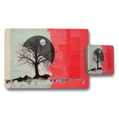 Benjamin Tate Design Artistic Tree Silhouette Placemats And Coaster Set from B&Q