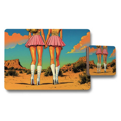Benjamin Tate Design Decorative Pinup Desert Scene Placemat And Coaster Set from B&Q