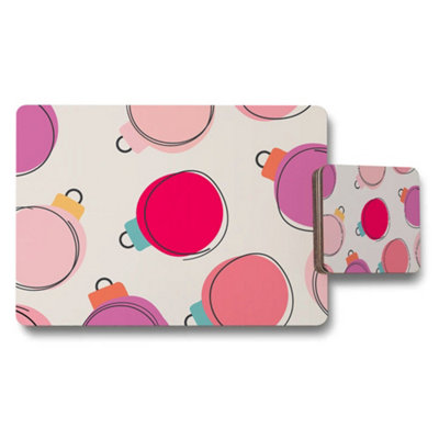 B&Q -  Colorful Christmas Ornaments Placemat And Coaster Set