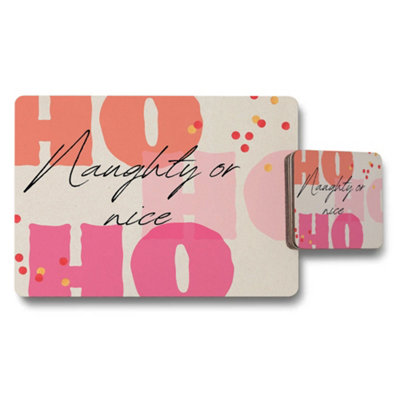 B&Q -  Naughty Or Nice Holiday Placemat And Coaster Set For Christmas Table Decor