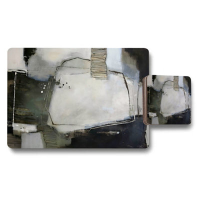 Benjamin Tate Design Abstract Art Placemat And Coaster Set In Neutral Tones from B&Q