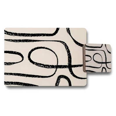Benjamin Tate Design Abstract Black Line Art Placemat And Coaster Set For Table from B&Q
