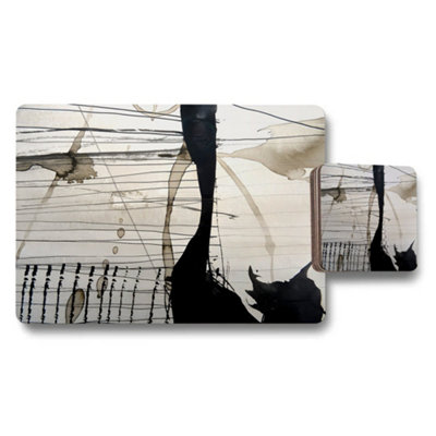 B&Q -  Abstract Black And White Placemat Coaster Set With Artistic Design