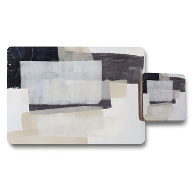 Benjamin Tate Design Abstract Geometric Placemat And Coaster Set Neutral Tones from B&Q