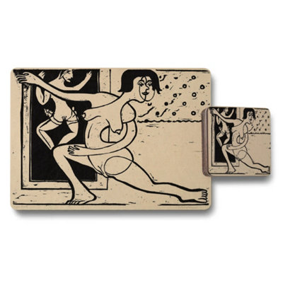 Benjamin Tate Design Abstract Figure Placemats And Coaster Set With Line Art from B&Q