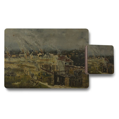 Benjamin Tate Design Vintage Village Landscape Placemat And Coaster Set Artwork from B&Q