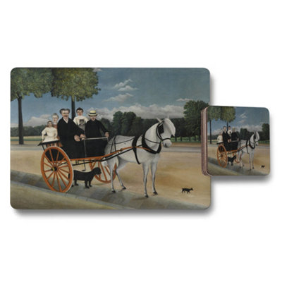 Benjamin Tate Design Vintage Horse And Carriage Theme Placemat And Coaster Set from B&Q