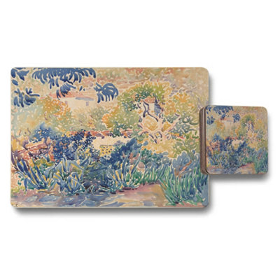 B&Q -  Watercolor Garden Impressionist Placemat And Coaster Set