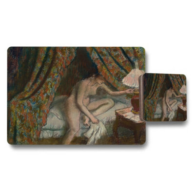 Benjamin Tate Design Impressionist Nude Woman In Colorful Canopy Placemat And Coaster Set from B&Q