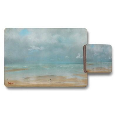 B&Q -  Beach Ocean Seascape Placemat And Coaster Set For Dining Table
