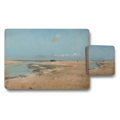 B&Q -  Beach Scene Placemats And Coaster Set For Dining Table Decor