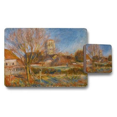 B&Q -  Impressionist Village Landscape Placemats And Coasters Set