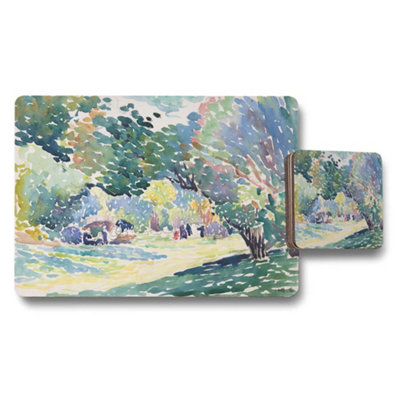 B&Q -  Impressionist Landscape Placemats And Coaster Set Decor