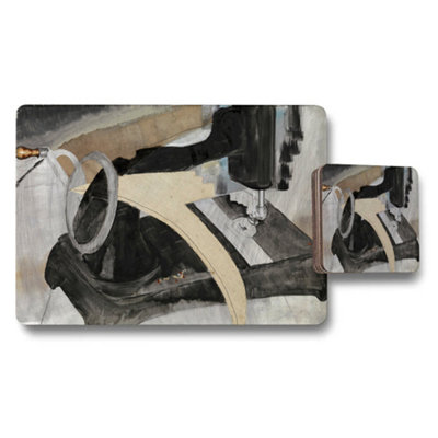 B&Q -  Abstract Sewing Machine Artwork Placemat And Coaster Set