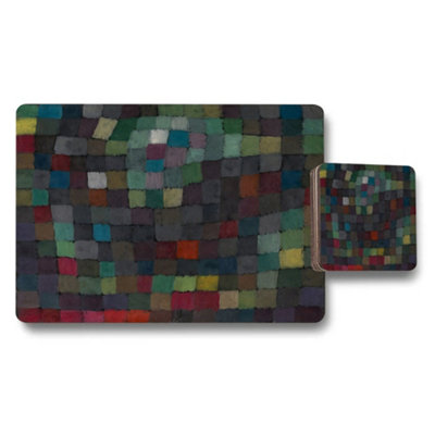 B&Q -  Elegant Multicolor Mosaic Placemats And Coaster Set For Dining Table