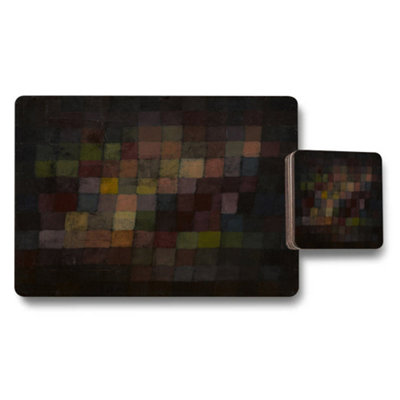 B&Q -  Dark Mosaic Placemats And Coasters Set With Square Tile Design