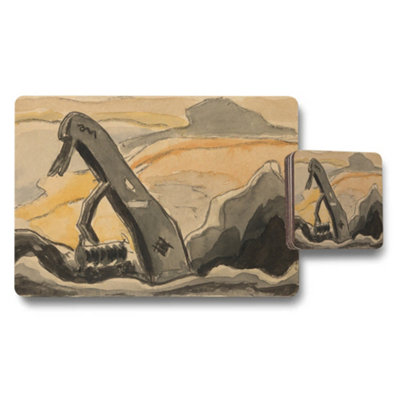 B&Q -  Desert Landscape Excavator Art Placemat And Coaster Set
