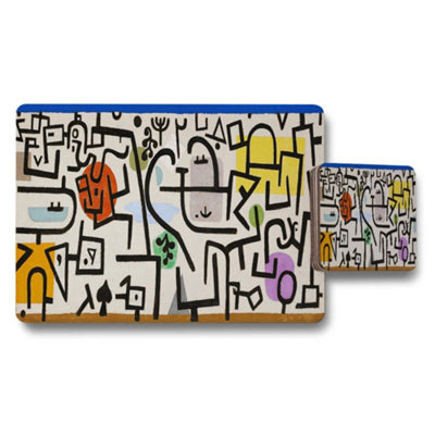 B&Q -  Abstract Doodle Placemats And Coaster Set Colorful Modern Table Decor