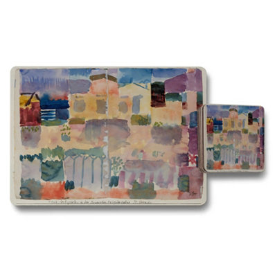 B&Q -  Abstract Watercolor Placemat And Coaster Set Art Print