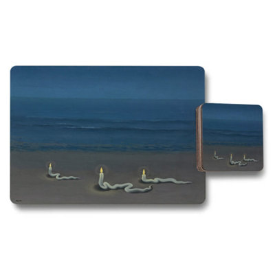 B&Q -  Candlelit Beach Scene Placemat And Coaster Set For Table Decor