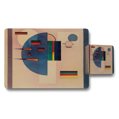 B&Q -  Abstract Geometric Placemat And Coaster Set Bold Colorful Design
