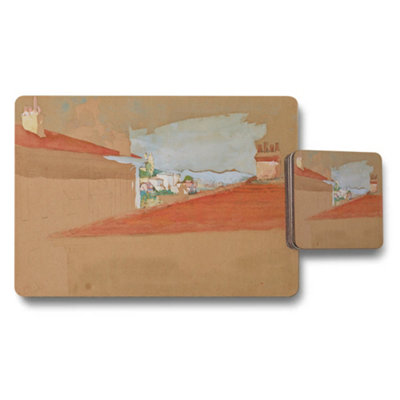 Benjamin Tate Design Abstract Rooftop Landscape Placemat And Coaster Set For Dining Table from B&Q