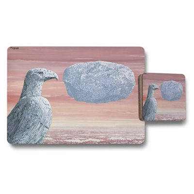 Benjamin Tate Design Pastel Placemats And Coaster Set With Pigeon And Rock Artwork from B&Q