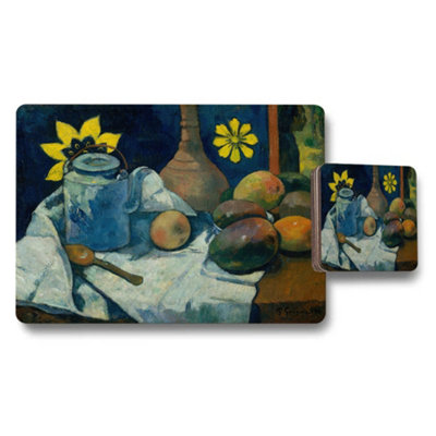 Benjamin Tate Design Still Life With Teapot And Fruit Placemat And Coaster Set from B&Q