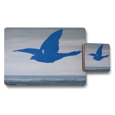B&Q -  Blue Seagull Silhouette Placemat And Coaster Set Ocean View