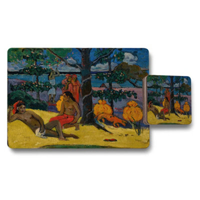 B&Q -  Impressionist Beach Scene Placemat And Coaster Set For Dining Table