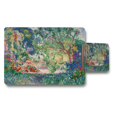 Benjamin Tate Design Impressionist Garden Placemat And Coaster Set With Floral Artwork from B&Q