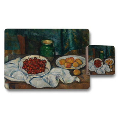 B&Q -  Still Life Fruit Placemat And Coaster Set For Table Decor