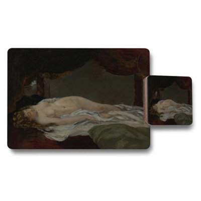 B&Q -  Reclining Nude Woman Artwork Placemats And Coaster Set