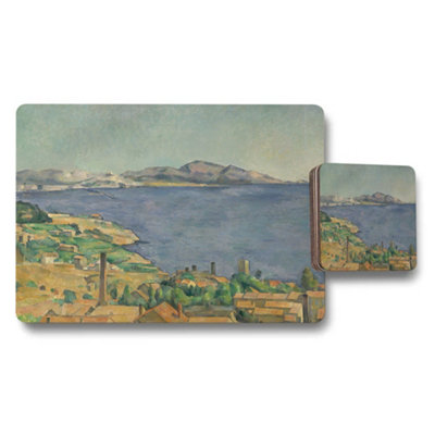 B&Q -  Coastal Town Landscape Placemat And Coaster Set Artwork